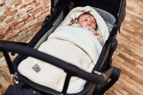 Voetenzak voor Autostoel & Kinderwagen - Teddy - Cream White