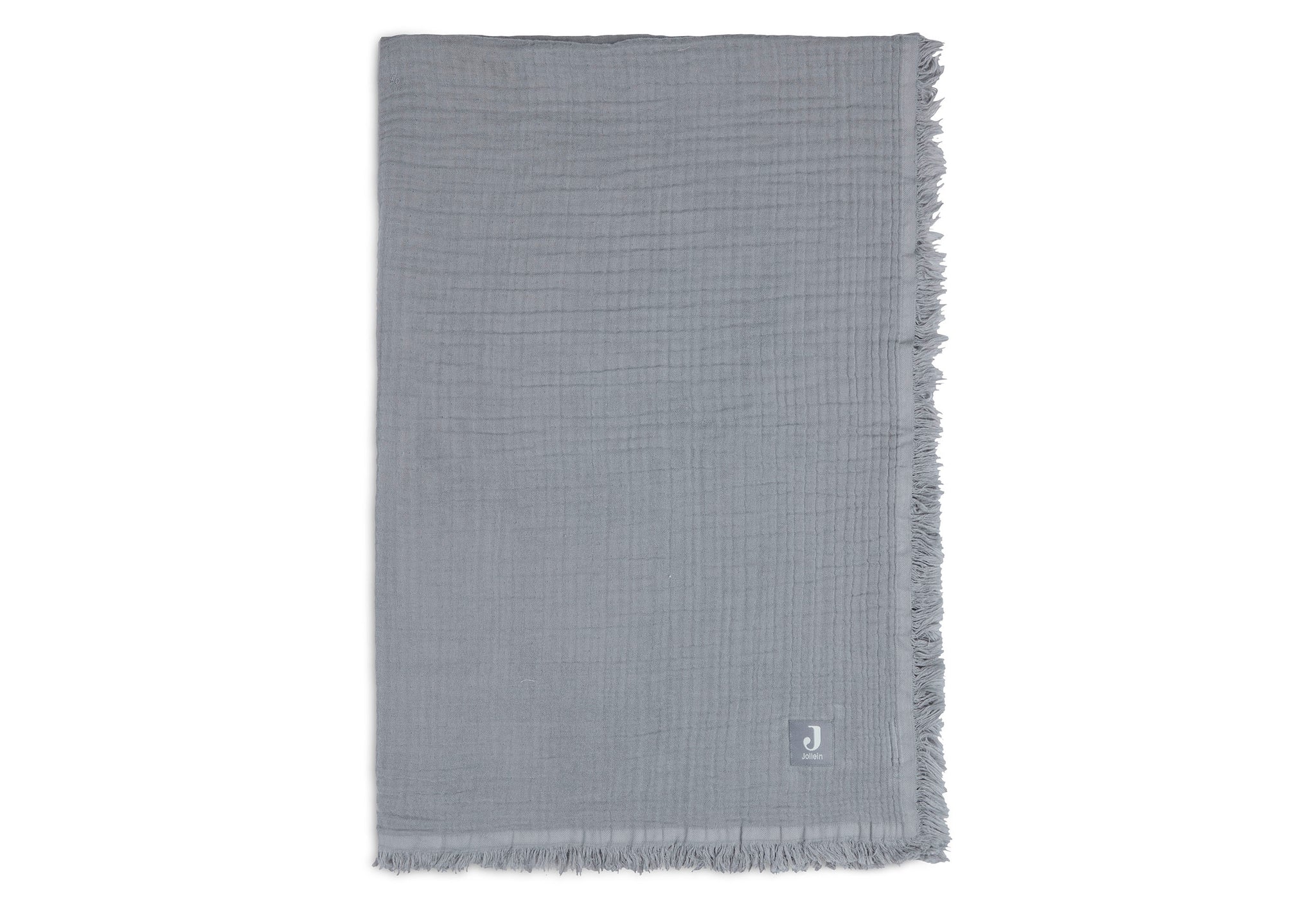 Deken Wieg 75x100cm Muslin Fringe - Storm Grey