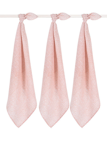 Hydrofiel Multidoek Snake 70x70cm - Pale Pink - 3 Stuks