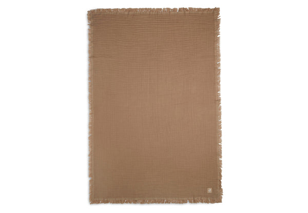 Deken Wieg 75x100cm Muslin Fringe - Biscuit