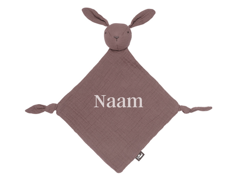 Speendoekje Bunny Ears met naam Geborduurd - Chestnut