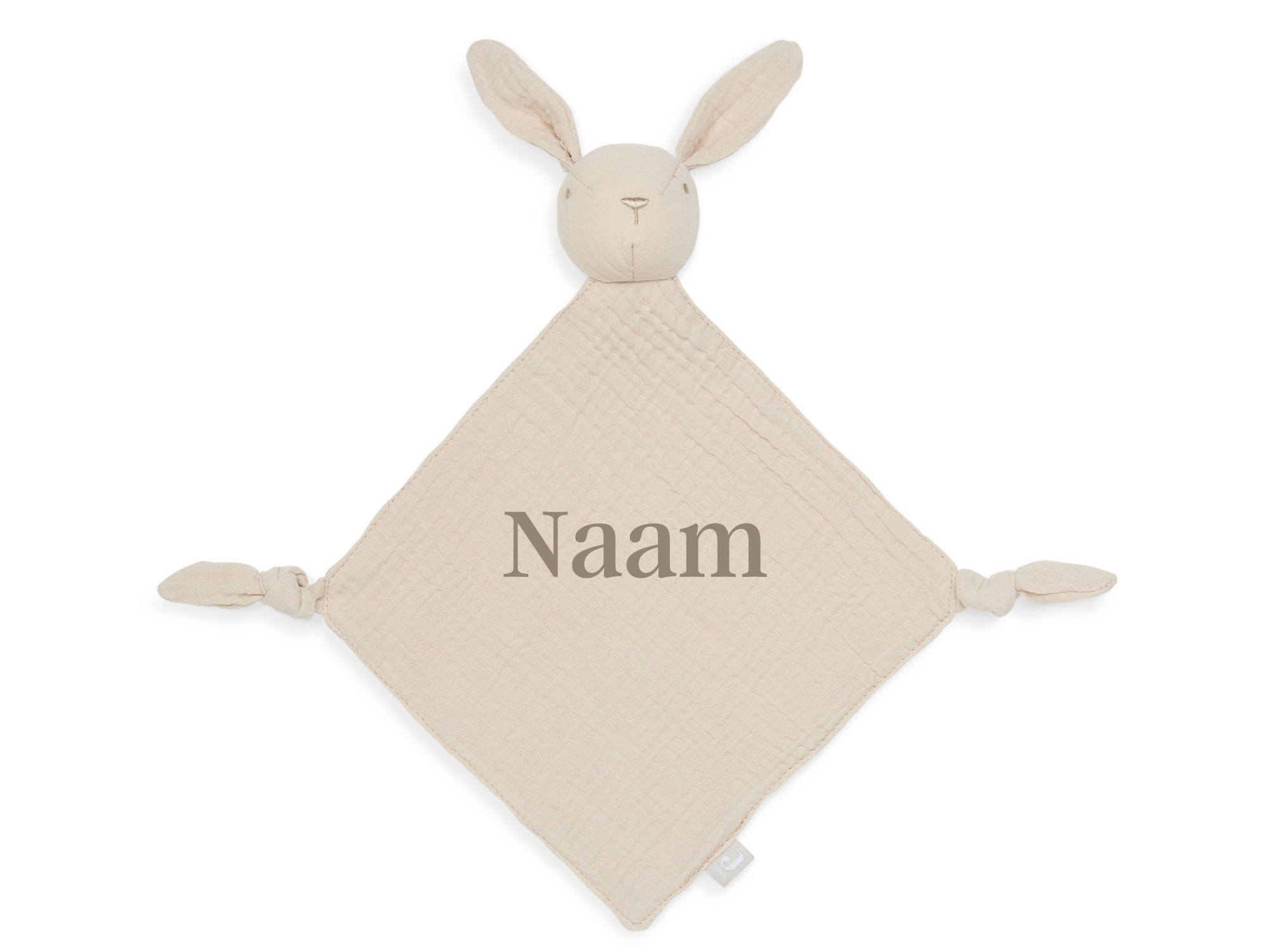 Speendoekje Bunny Ears met naam geborduurd - Nougat