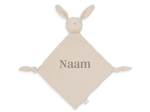 Speendoekje Bunny Ears met naam geborduurd - Nougat