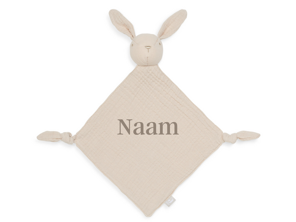 Speendoekje Bunny Ears met naam geborduurd - Nougat