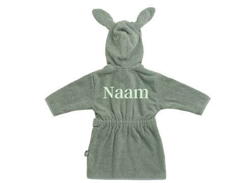 Baby Badjas 1-2jr - Ash Green Met naam