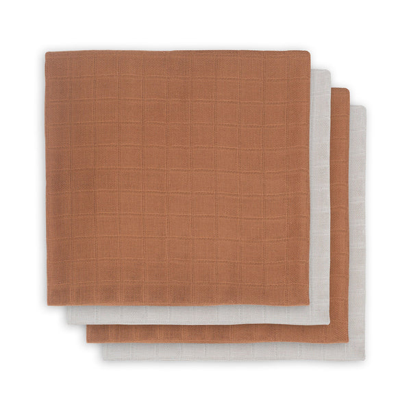 Hydrofiel Multidoek Bamboe 70x70cm - Caramel - 4 Stuks